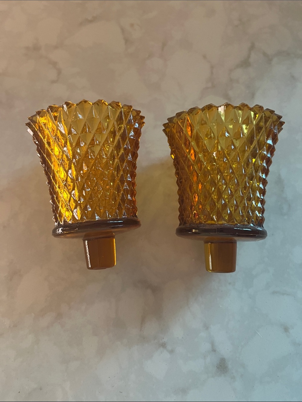 Home Interior Homco Brown Diamond point peg  Votive Cups Sconce Candle Holders